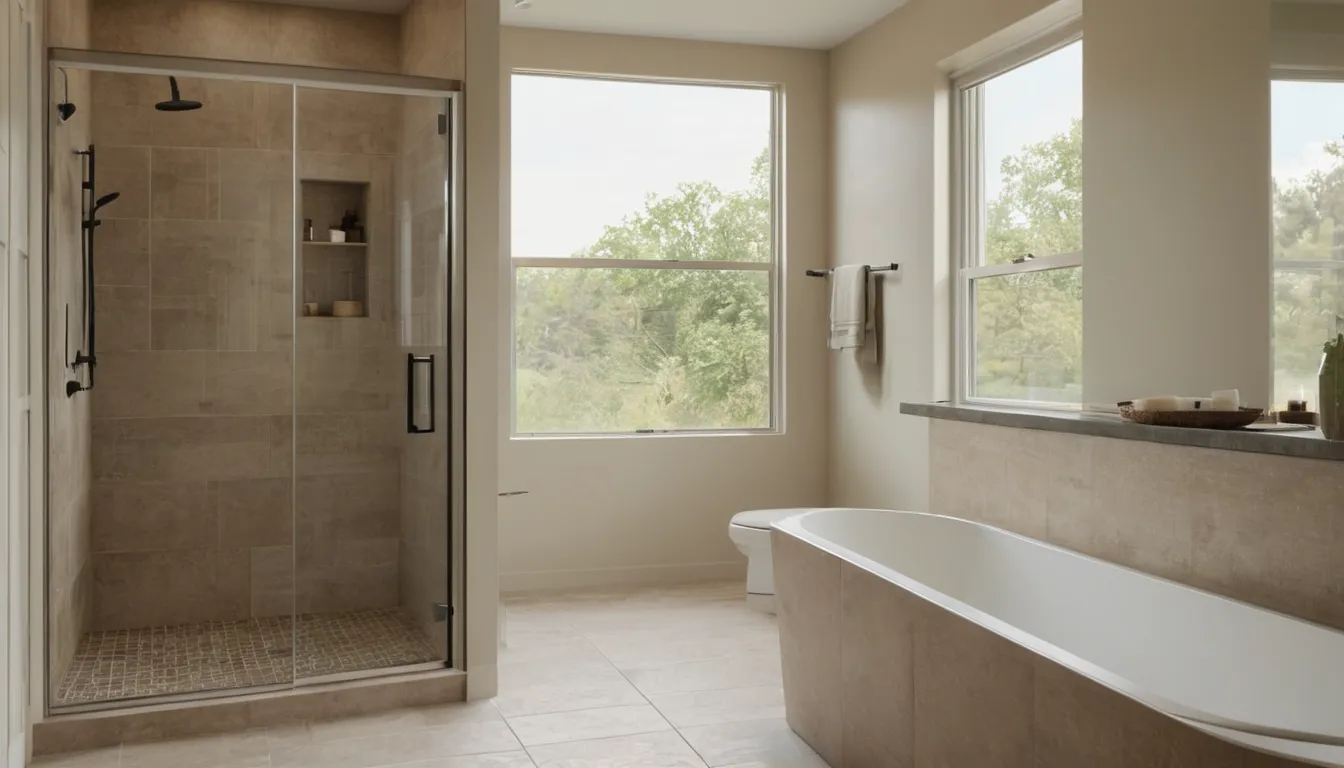 A bright, updated bathroom with a walk-in shower in a Aurora home